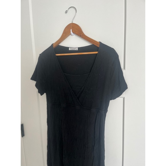 Ekouaer Womens Black Nursing Maternity Nightgown Short Sleeve Sleep Dress Size M - Picture 2 of 4